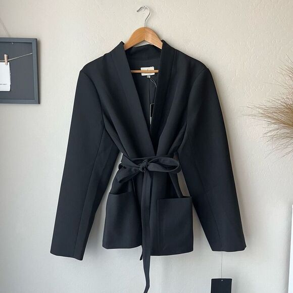 Tuckernuck Black Gracie Wrap Belted Patch Pocket Blazer Jacket Size XXXL NWT - Picture 2 of 8
